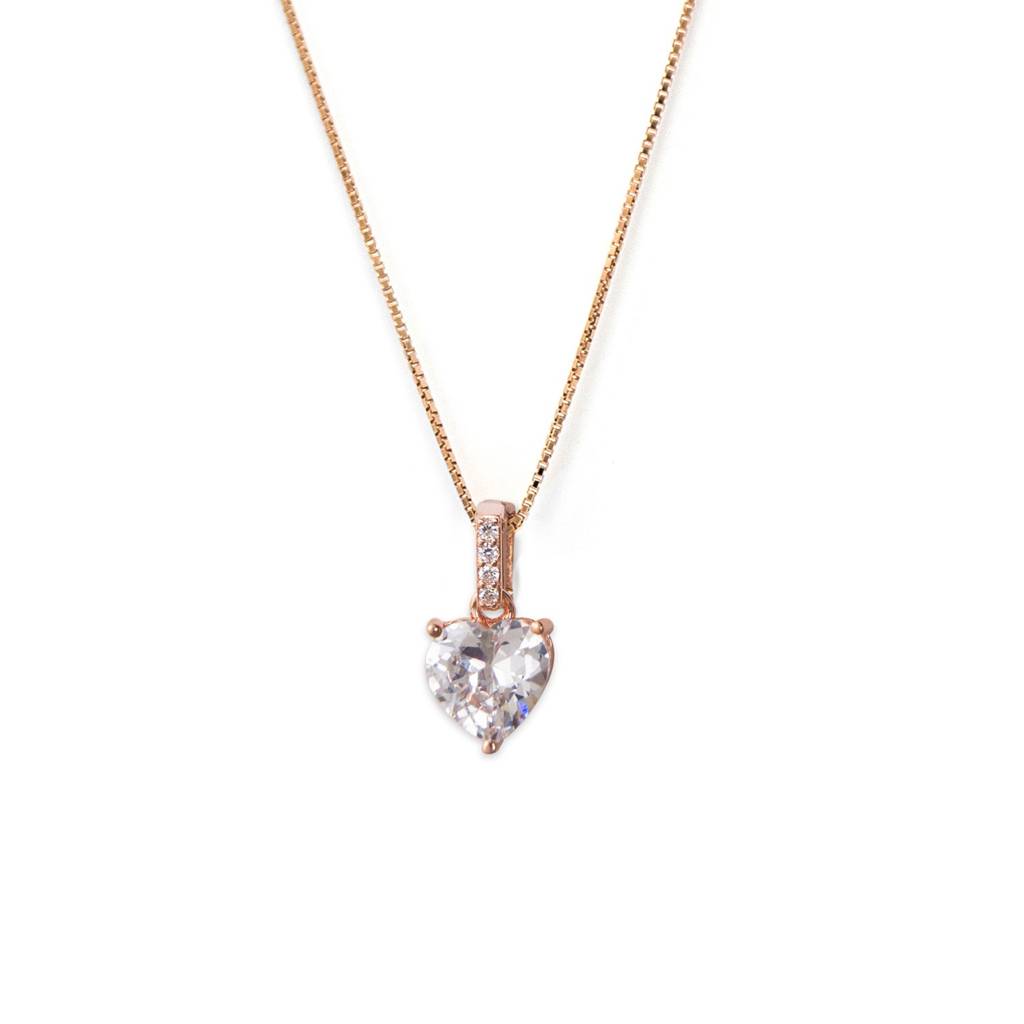 Mannash Lovable Heart Solitaire Rose Gold Plated Sterling Silver Pendant : MZRPC592D1410