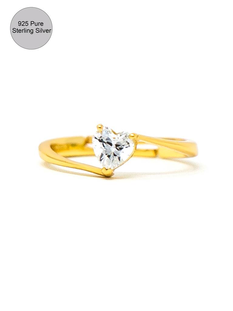 Mannash Blooming Love Valentine Gift Hamper Solitaire Heart Silver Ring : MZRVHR973D2401