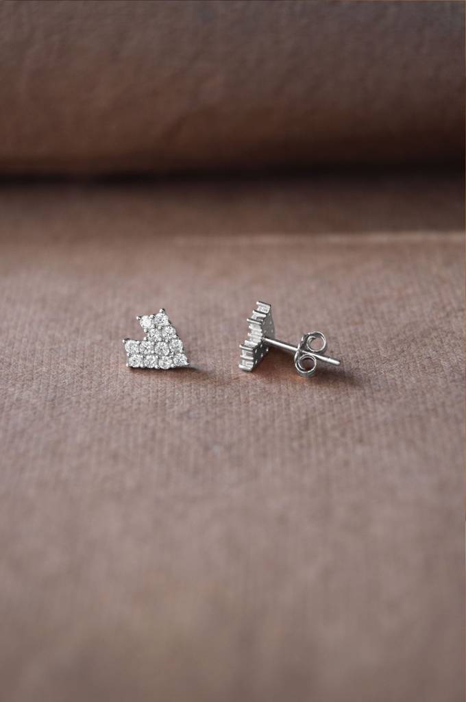 8 Bit Heart Rose Gold Plated Sterling Silver Earrings : MZSES357D783