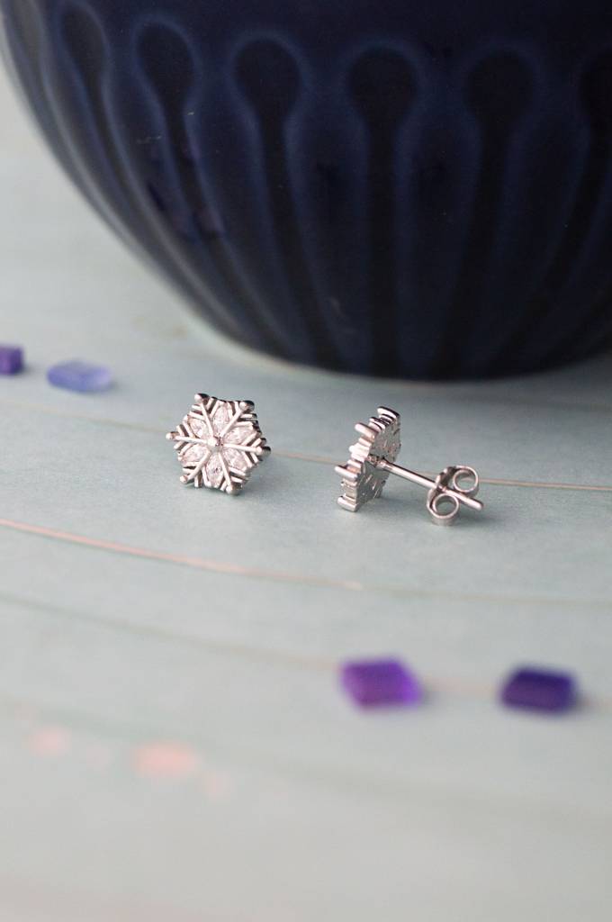Snow Flake Sterling Silver Pendant Set With Chain : MZSJPSC574D2220