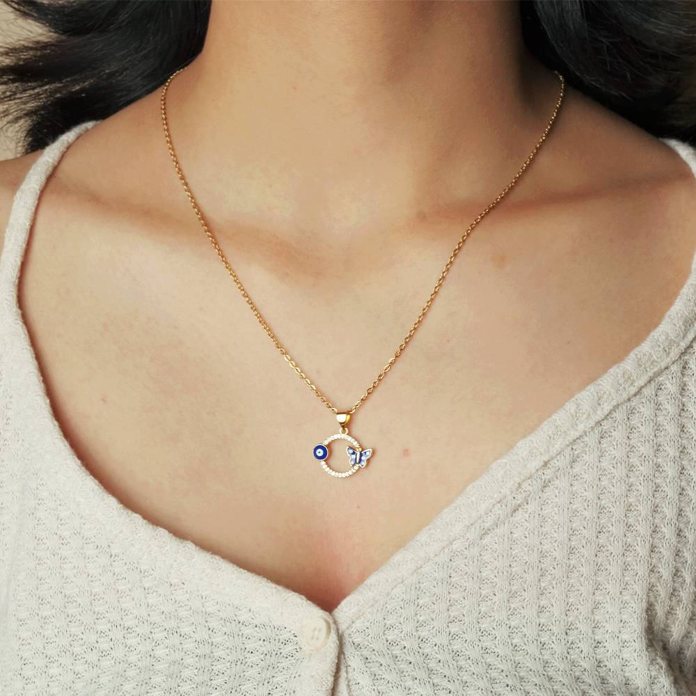 Evil Eye Butterfly Necklace : NE12