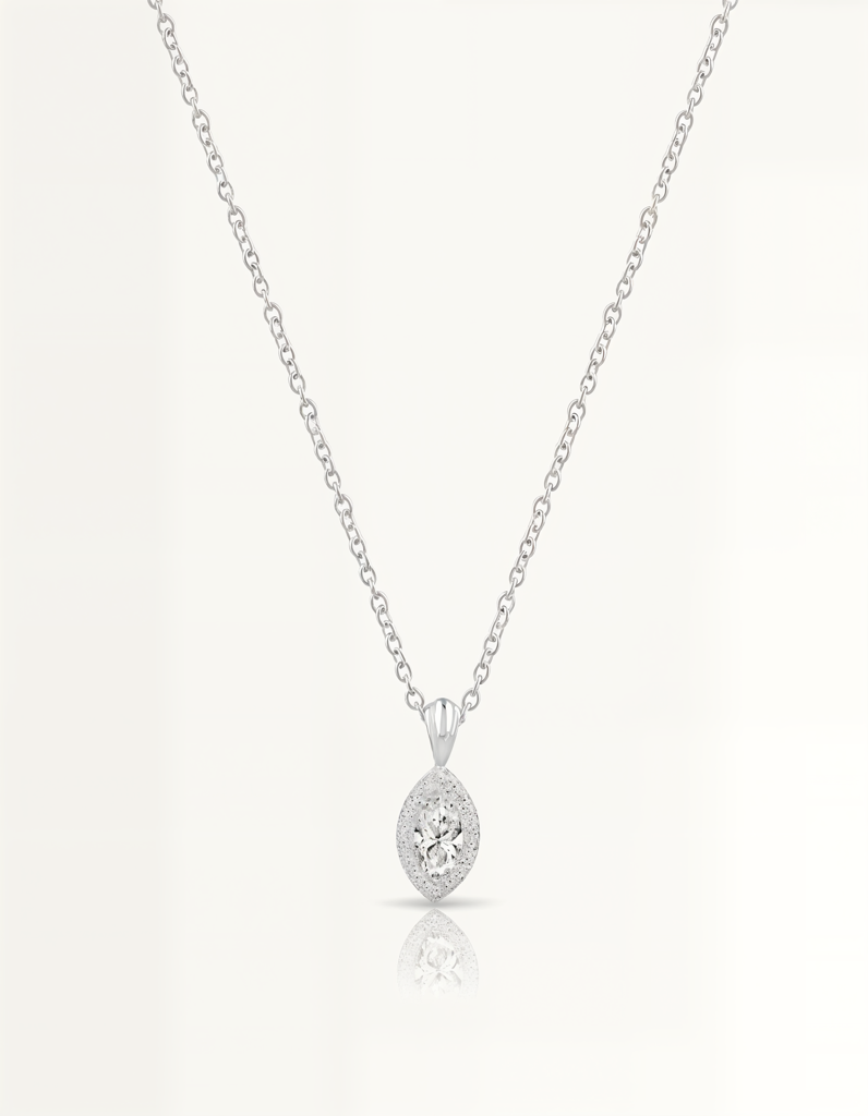 Marquise Halo Pendant Necklace : JEW-PCH-SLV-011
