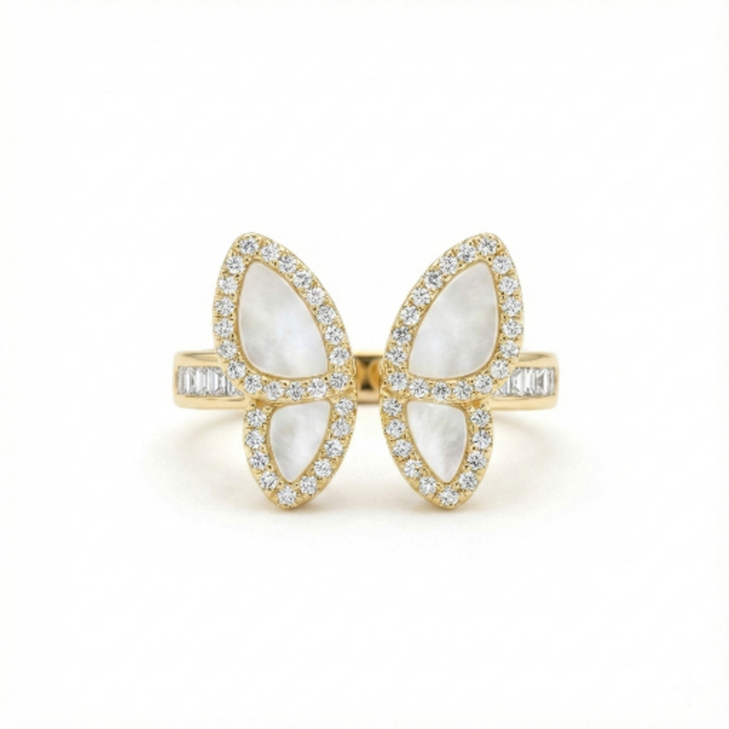 Half Butterfly Ring For Women | Asymmetric Minimal Open Ring : 3452629716