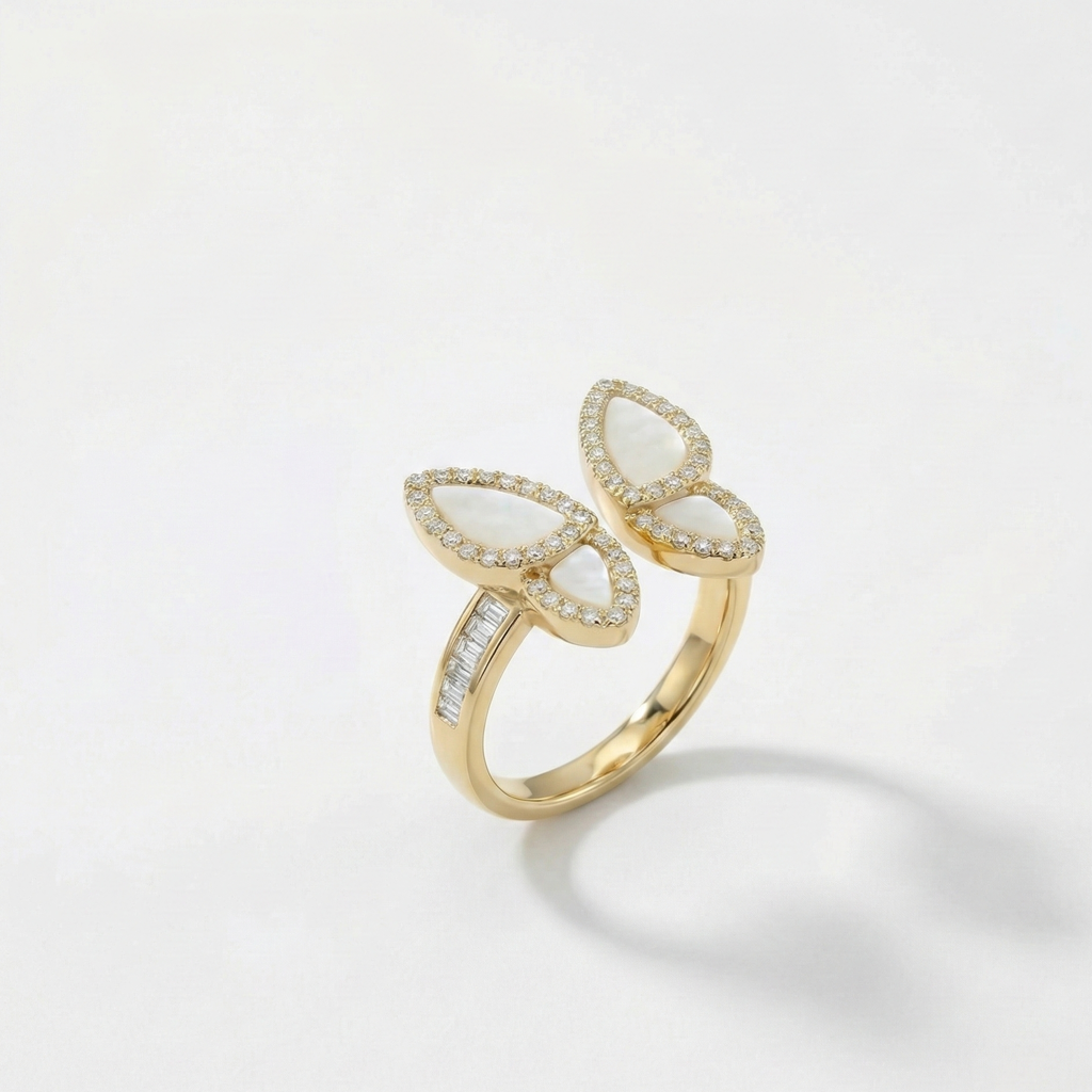 Half Butterfly Ring For Women | Asymmetric Minimal Open Ring : 3452629716