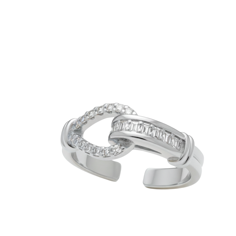 Connection Silver Plated Ring For Women | Contemporary Joined Band | Fashion Ring Gift : 8884195989