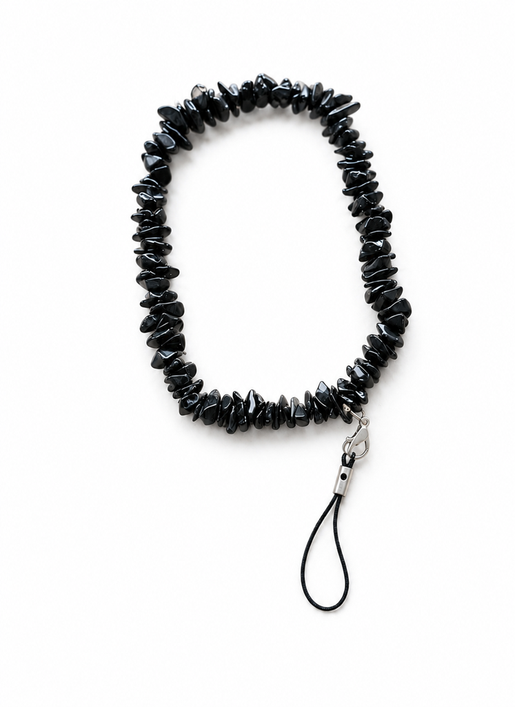 Black Obsidian Healing Crystal Mobile Charm - Natural Gemstone Phone Charm For Protection : OBSIDIAN-MOBILE-CHARM
