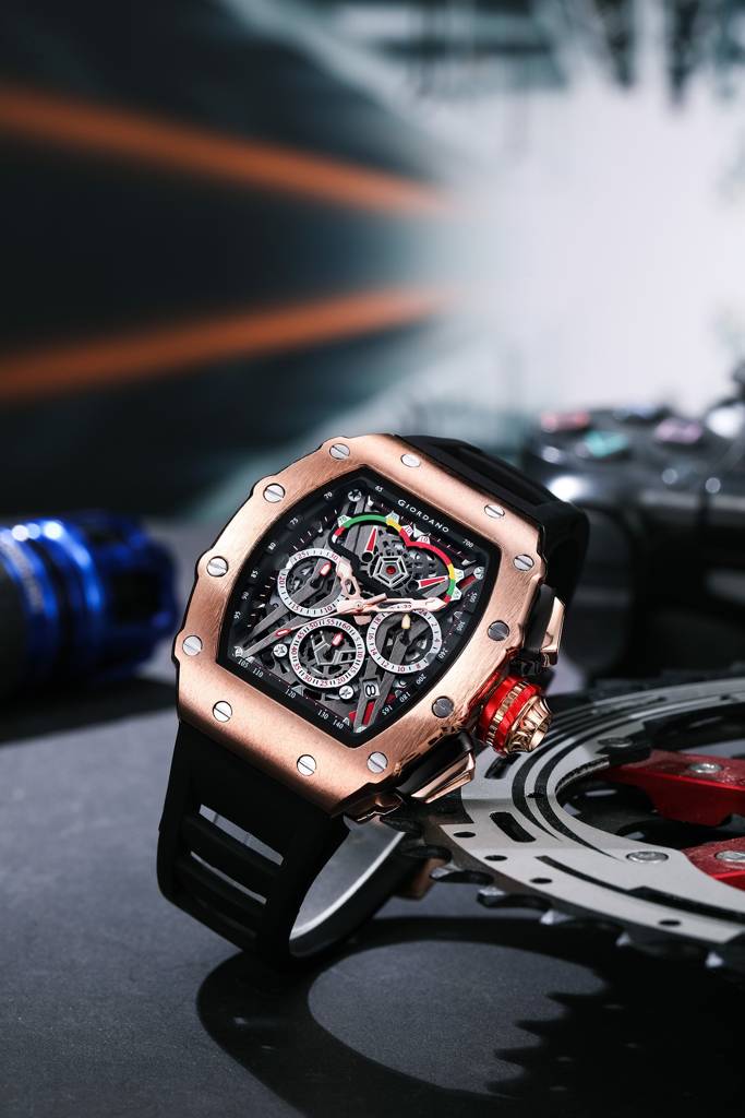 Giordano Multifunction Watch For Men With Day, Date, And 24-Hour Sub-Dial, Water Resistant Square Dial Unique De : GZ-50120-02