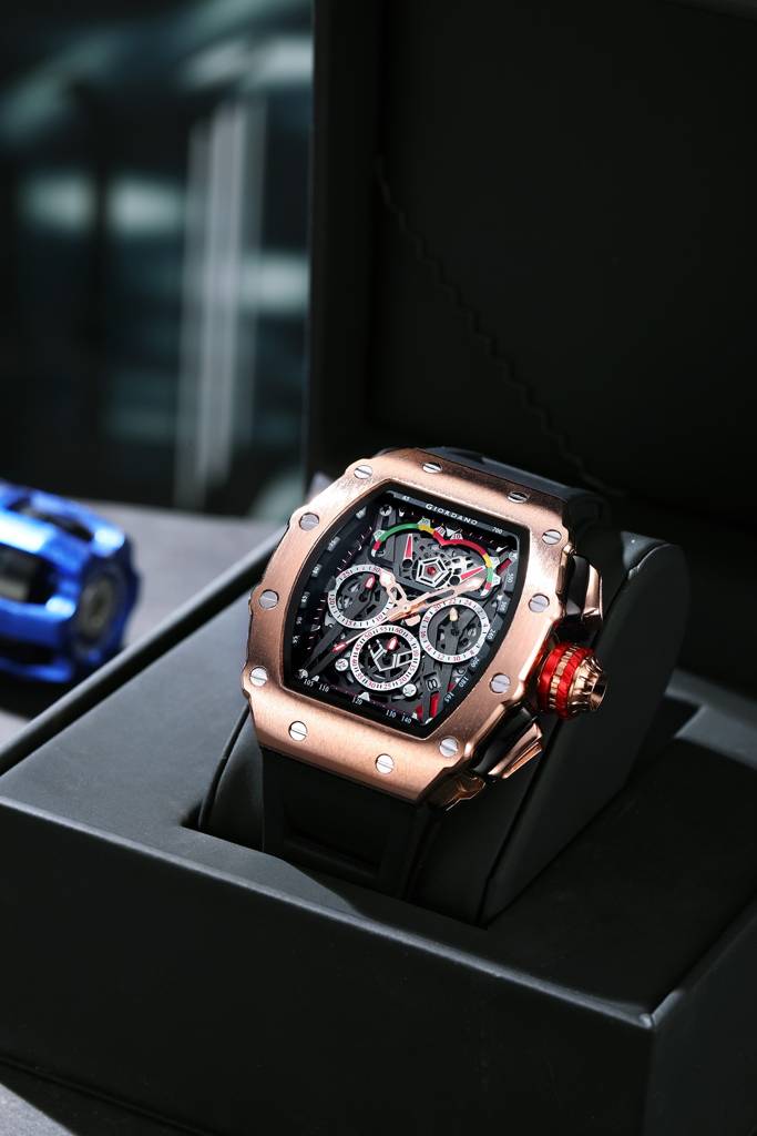 Giordano Multifunction Watch For Men With Day, Date, And 24-Hour Sub-Dial, Water Resistant Square Dial Unique De : GZ-50120-02