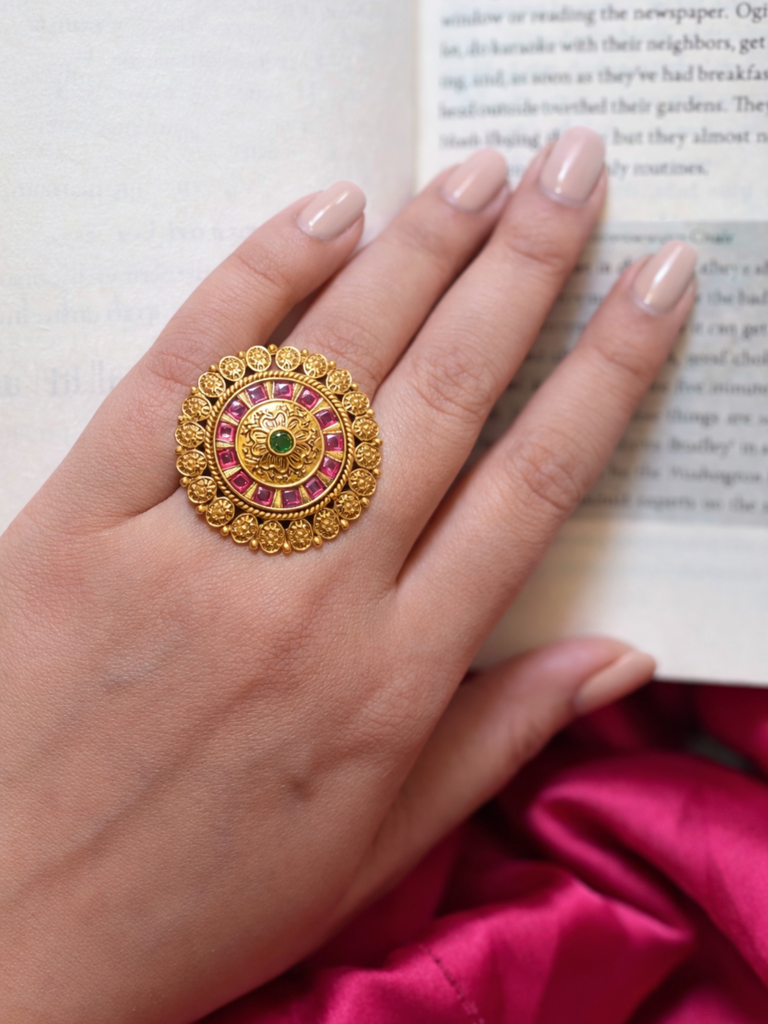 Ruby Temple Medallion Ring : PR-217R