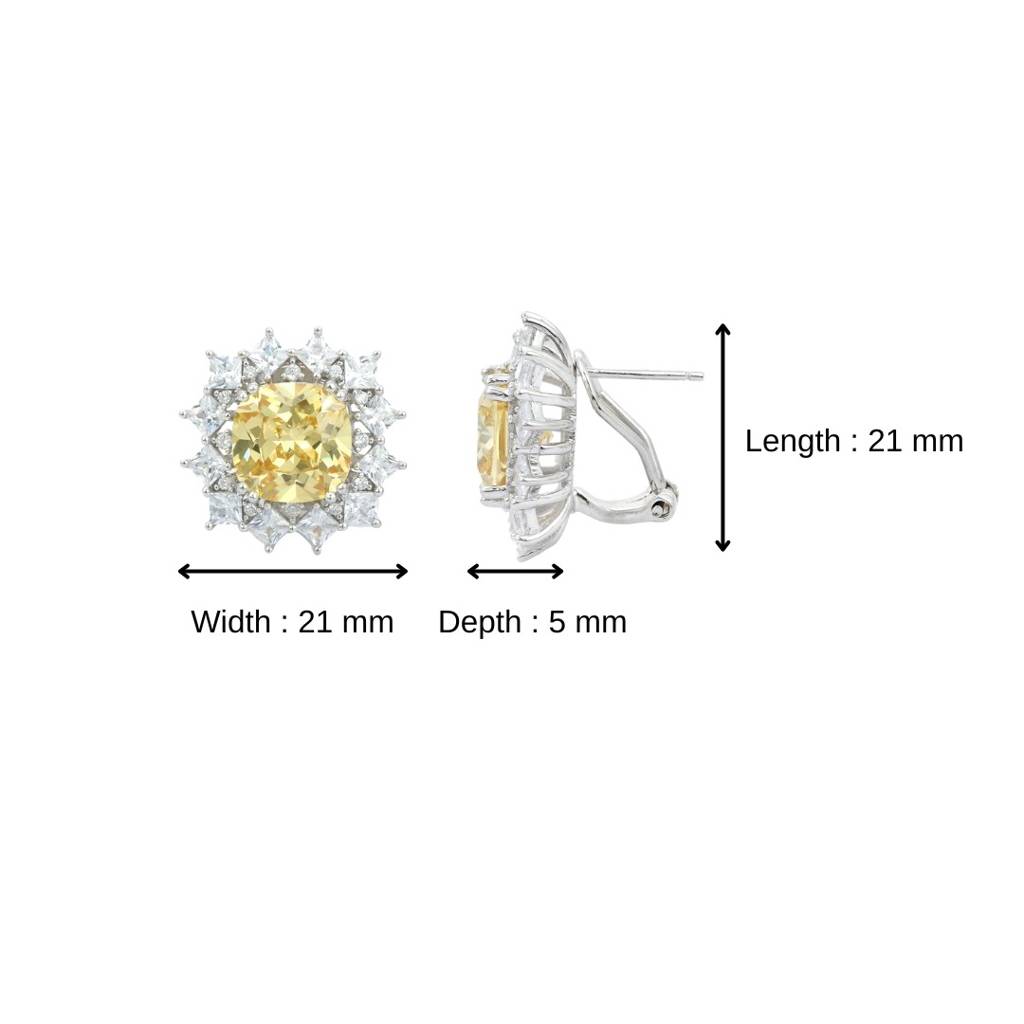 Snowflake Cz Crystals Yellow Diamond Stud Earrings In 925 Silver : NFL22