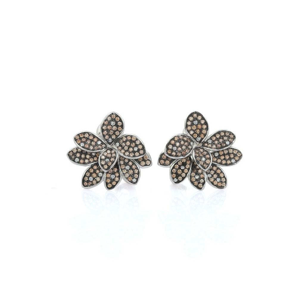 Antique Lily Flower Earrings With Stunning Colorful Cz Diamonds : NFL43