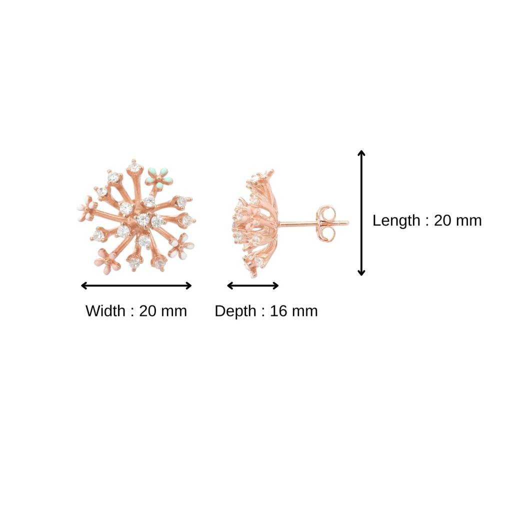Rose Gold Snowflake Spikes Earrings In 925 Silver : NFL65