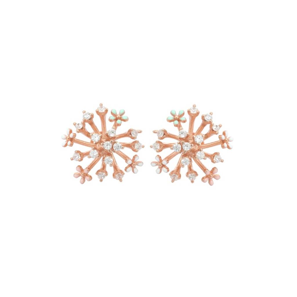 Rose Gold Snowflake Spikes Earrings In 925 Silver : NFL65