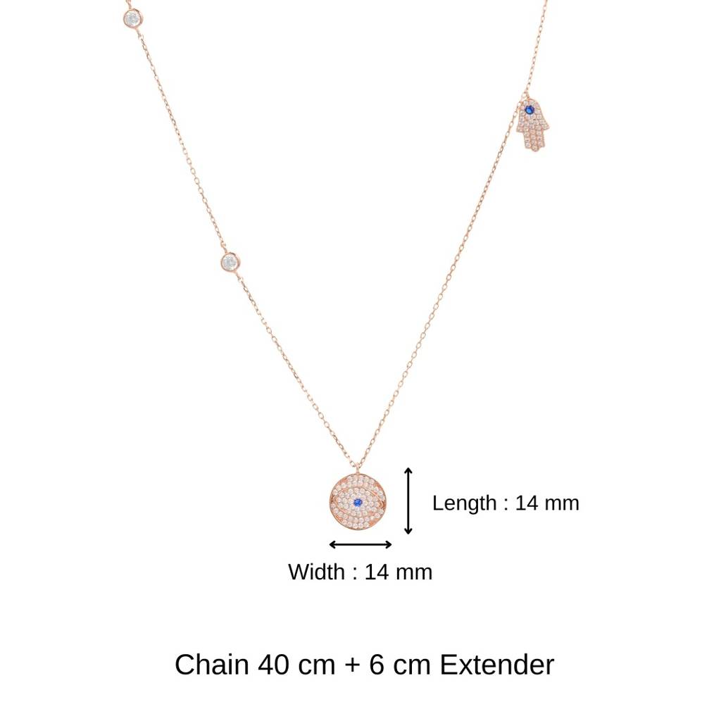 Evil Eye Hamsa Charm Pendant Necklace In 925 Silver : NFL70