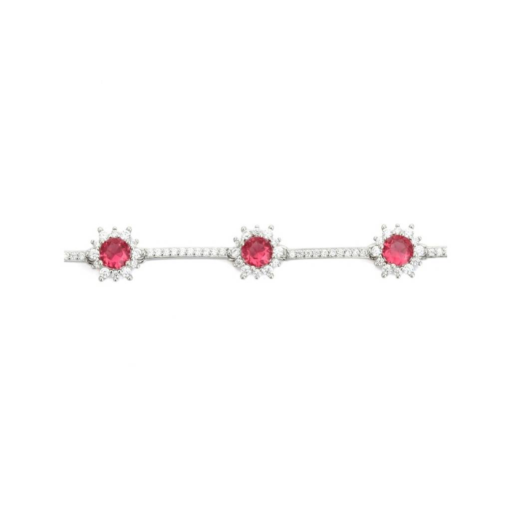 925 Silver Flower Charm Adjustable Tennis Bracelet With Cz Diamond Crystals : NFL73