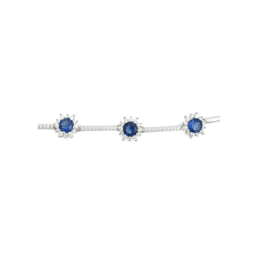 925 Silver Flower Charm Adjustable Tennis Bracelet With Cz Diamond Crystals : NFL74