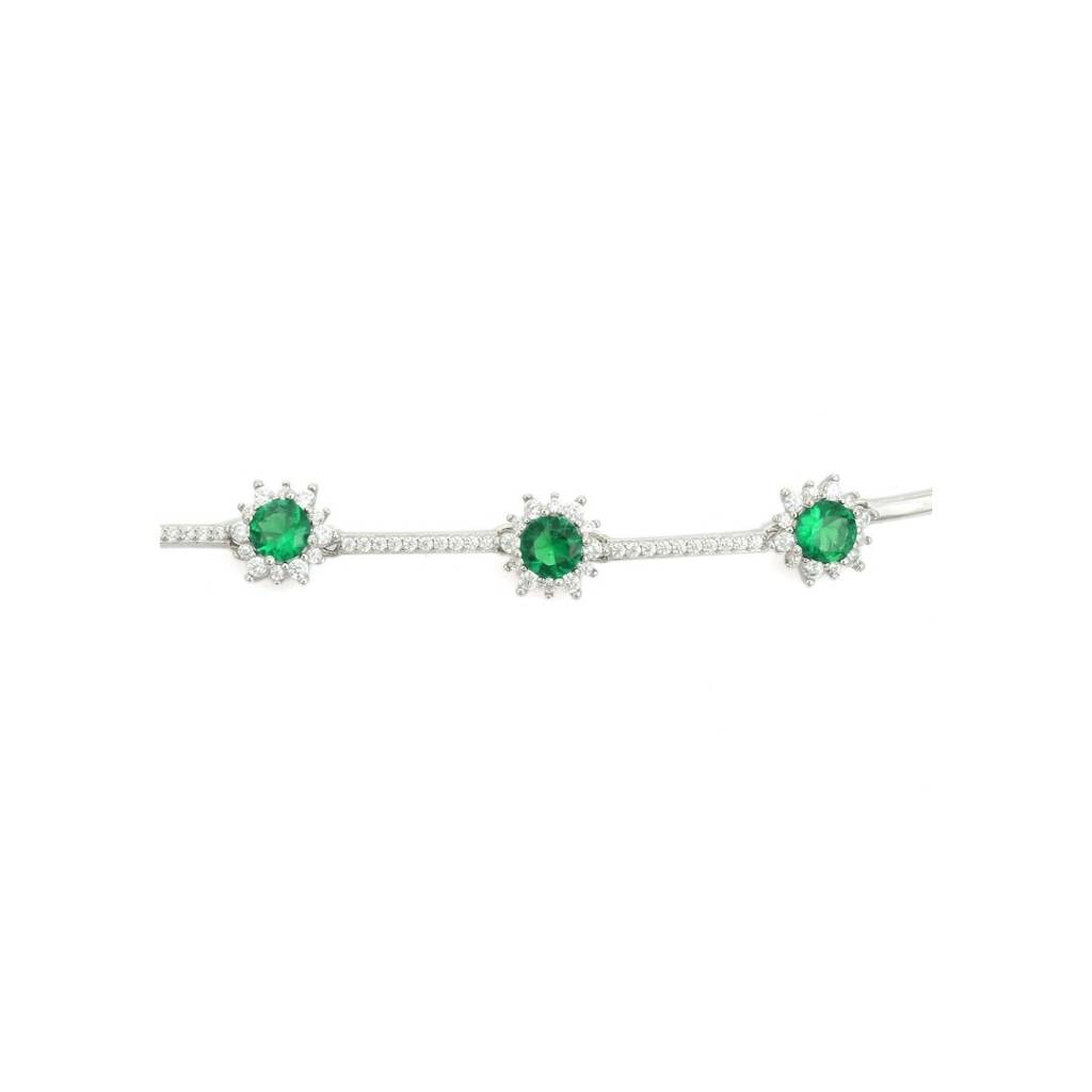 925 Silver Flower Charm Adjustable Tennis Bracelet With Cz Diamond Crystals : NFL75