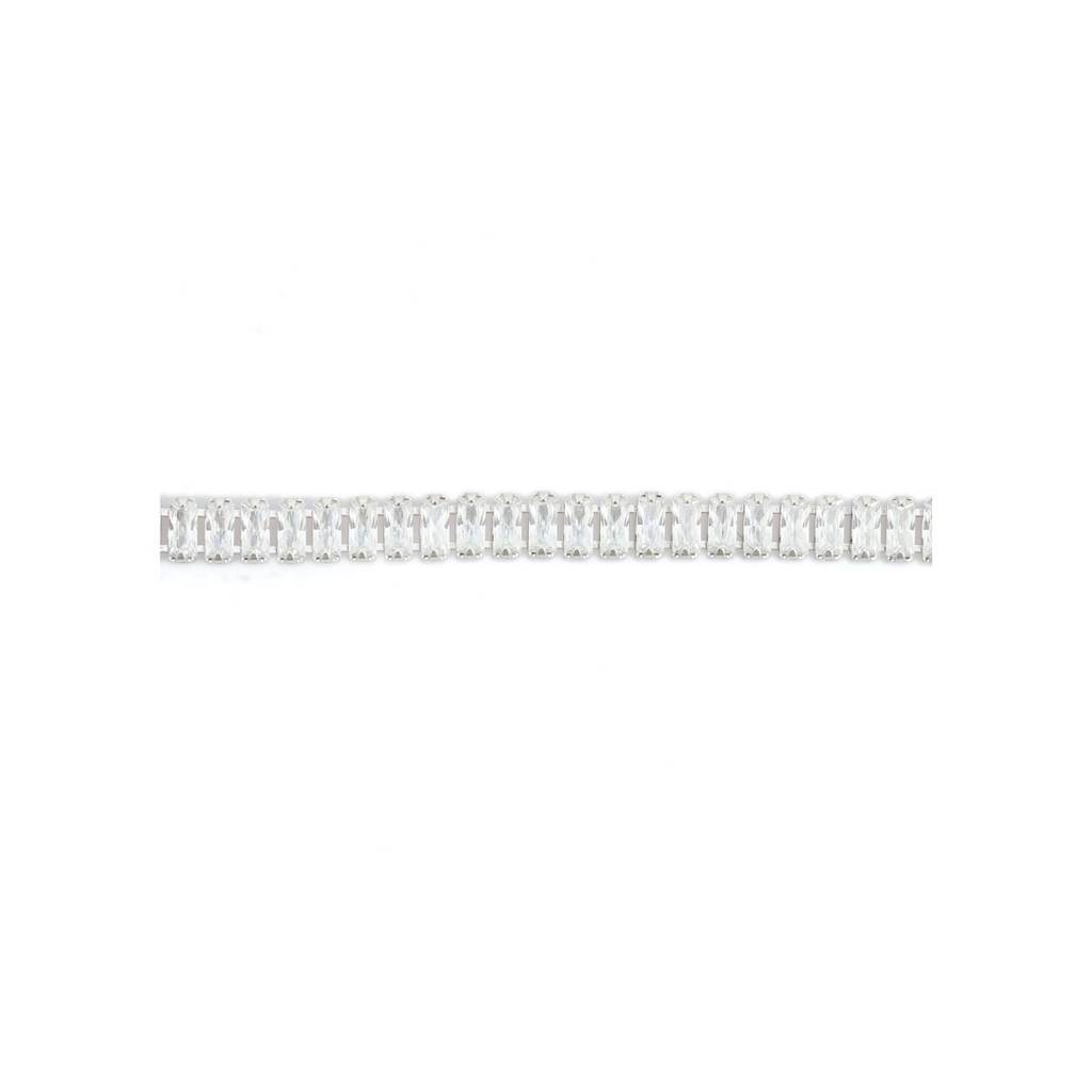 925 Silver White Gold Tennis Bracelet With Baguette Cut Cz Diamonds : NFL80