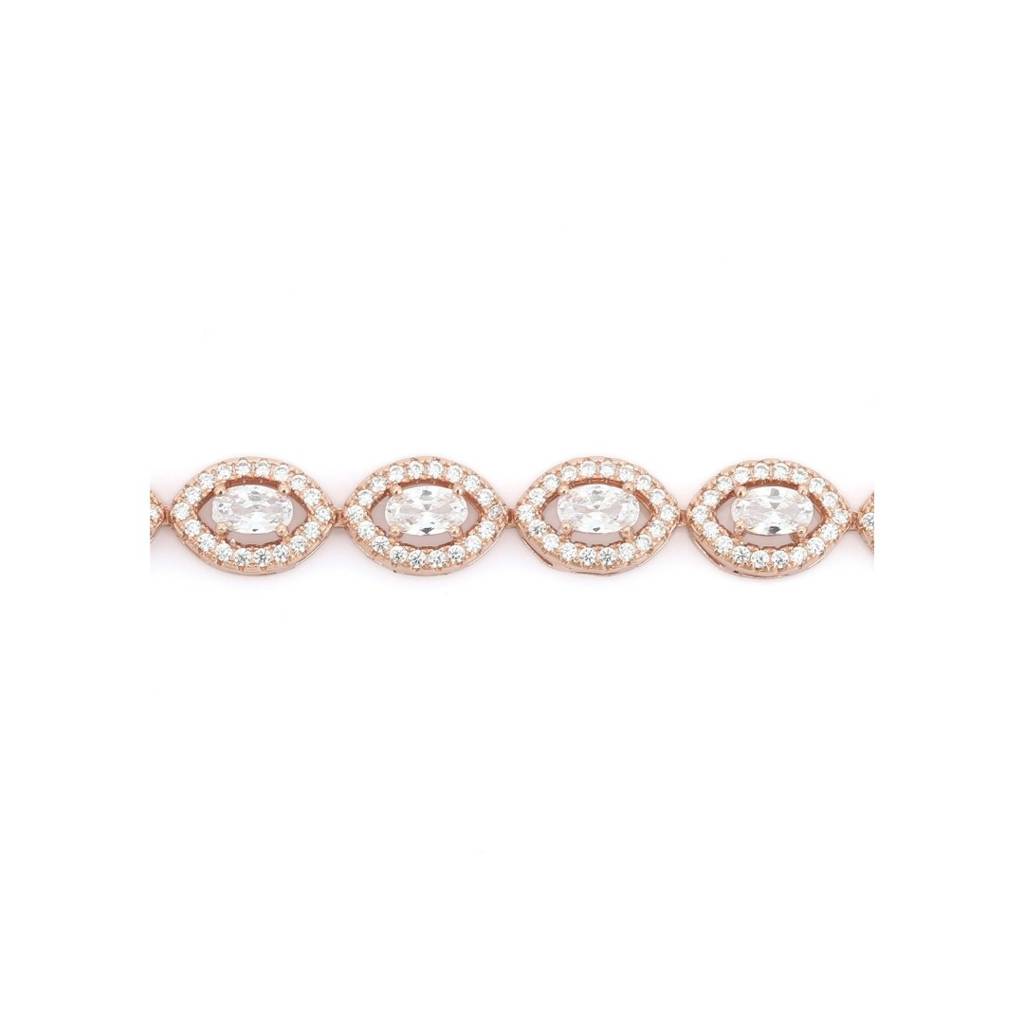 Rose Gold Tennis Bracelet In 925 Silver With Oval Cut Cz Diamonds : NFL81
