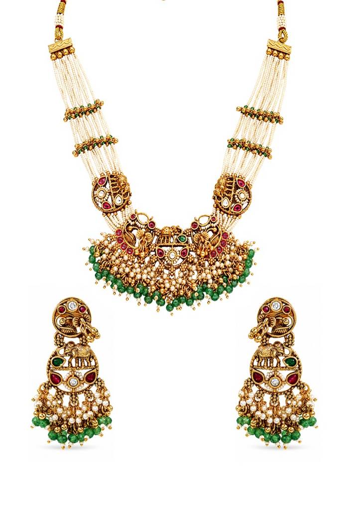 Morni Kundan Pearl Necklace Set : PR-248N