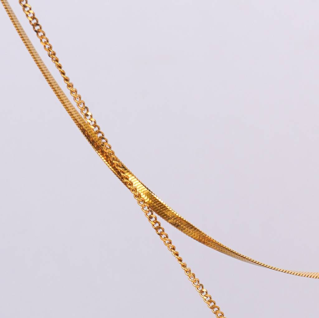 Double Heart Layered Diamond Necklace : NK144