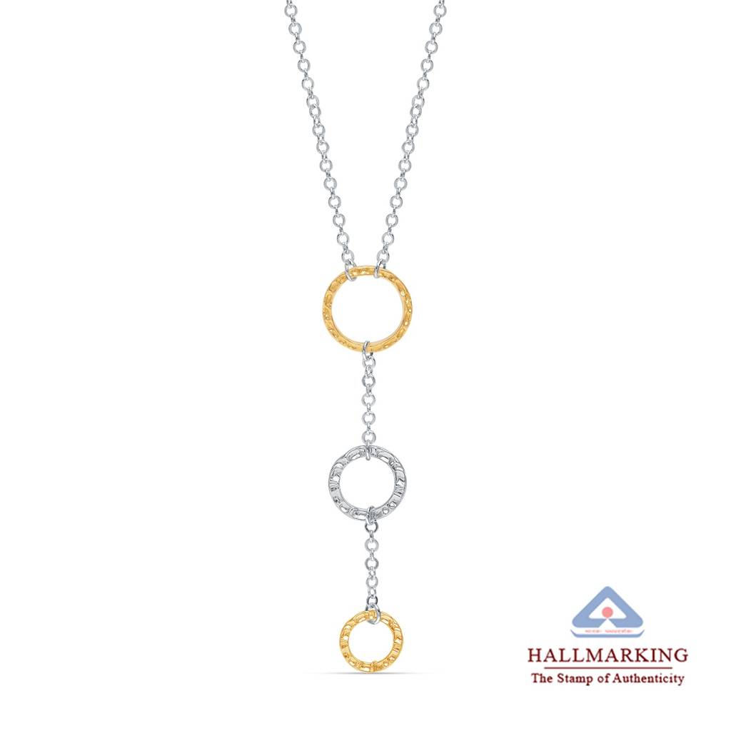 Aria Textured Circular Dual Tone Lariat Necklace For Women : NK192036S20I2T