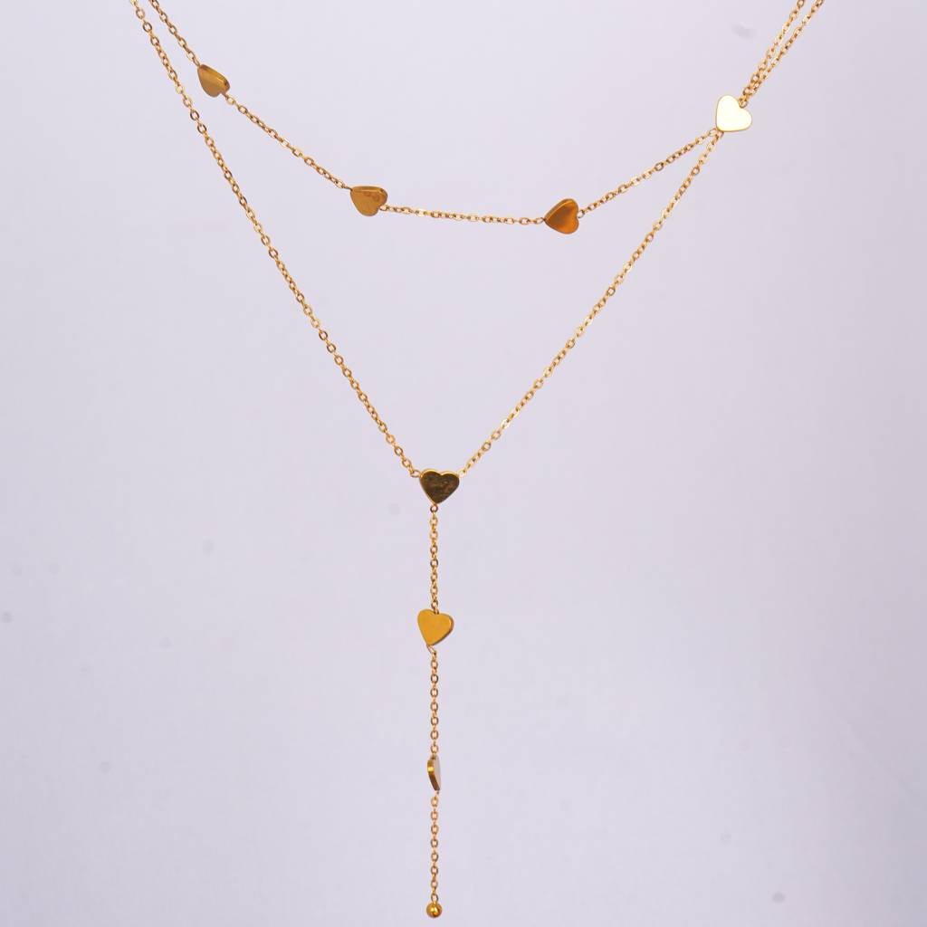 Loving Heart Tassel Layered Necklace : NK331