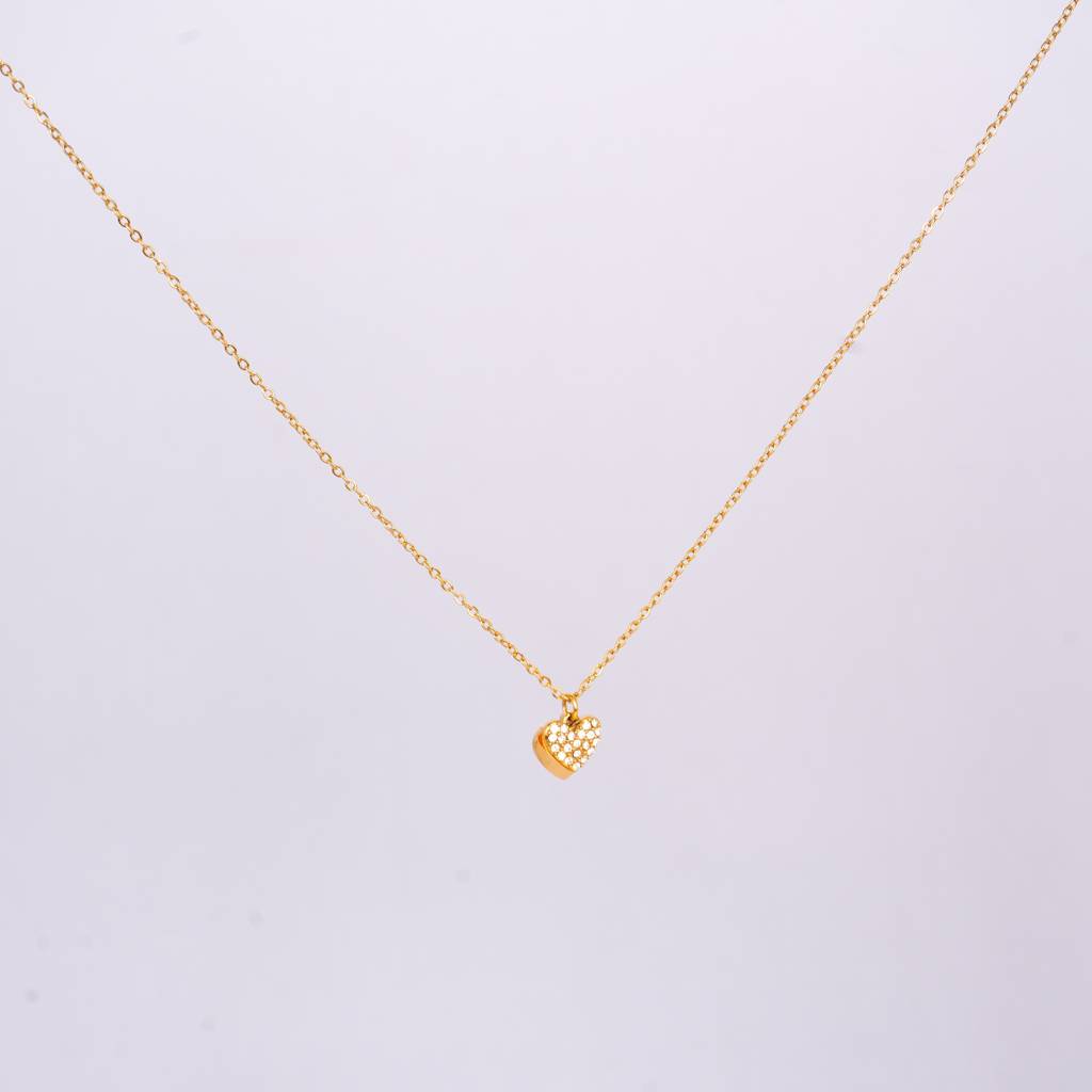 White Gold Finish Glam Heart Necklace : NK80