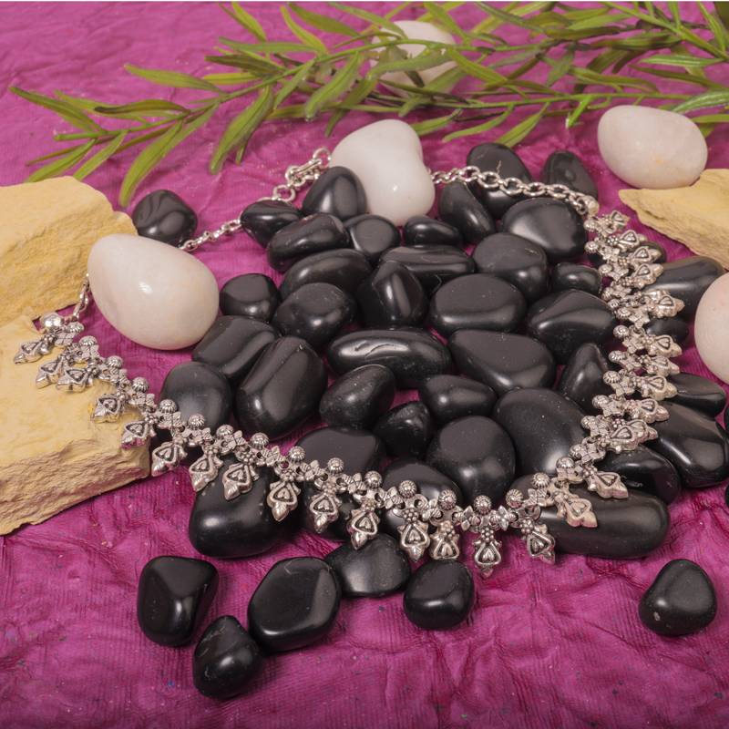 925 Pure Silver Antique Necklace & Earring Set | Silver Minimal Jewelry : NL1019A