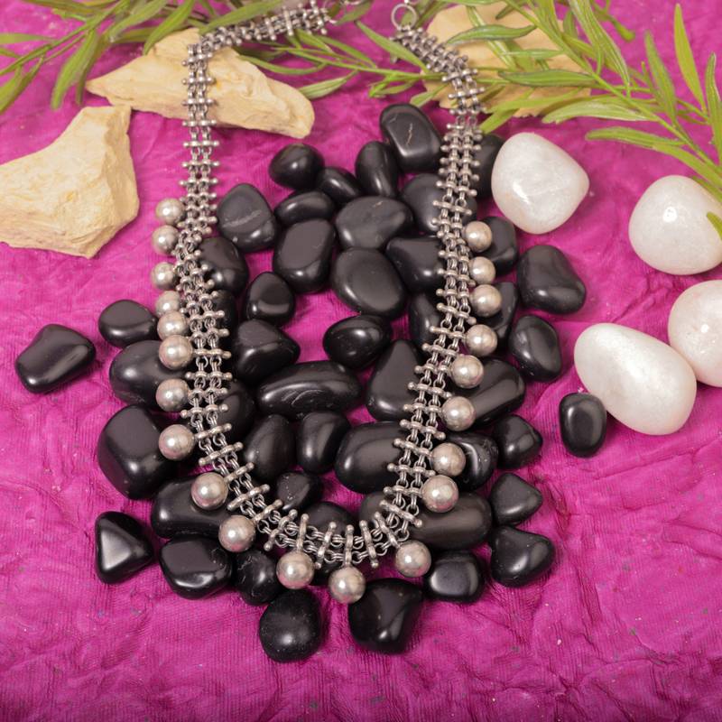 925 Pure Silver Antique Elegant Necklace | Classic Pearl Beaded Necklace : NL1031A