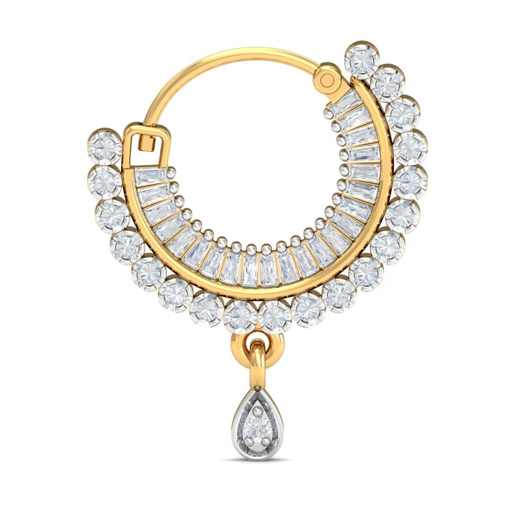 9K Yellow Gold Traditional Diamond Nath : NP12007