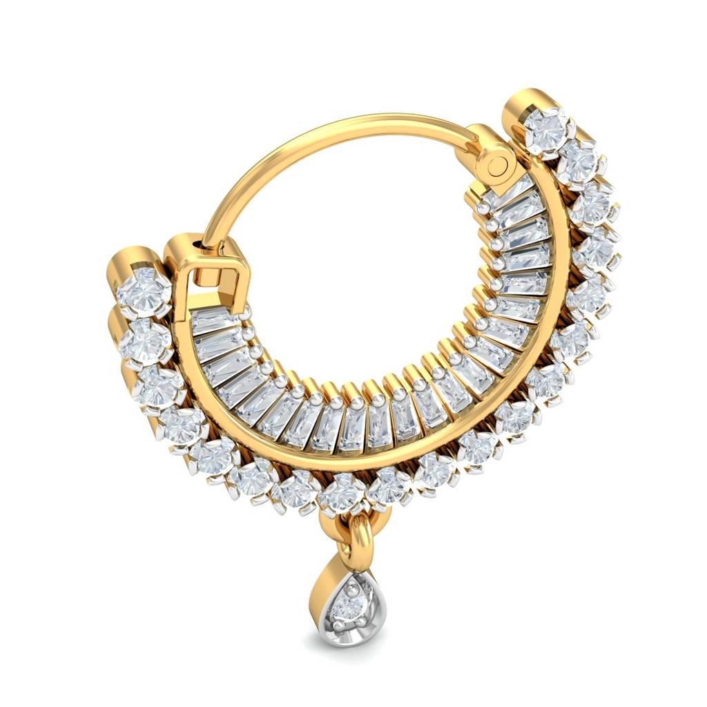 9K Yellow Gold Traditional Diamond Nath : NP12007