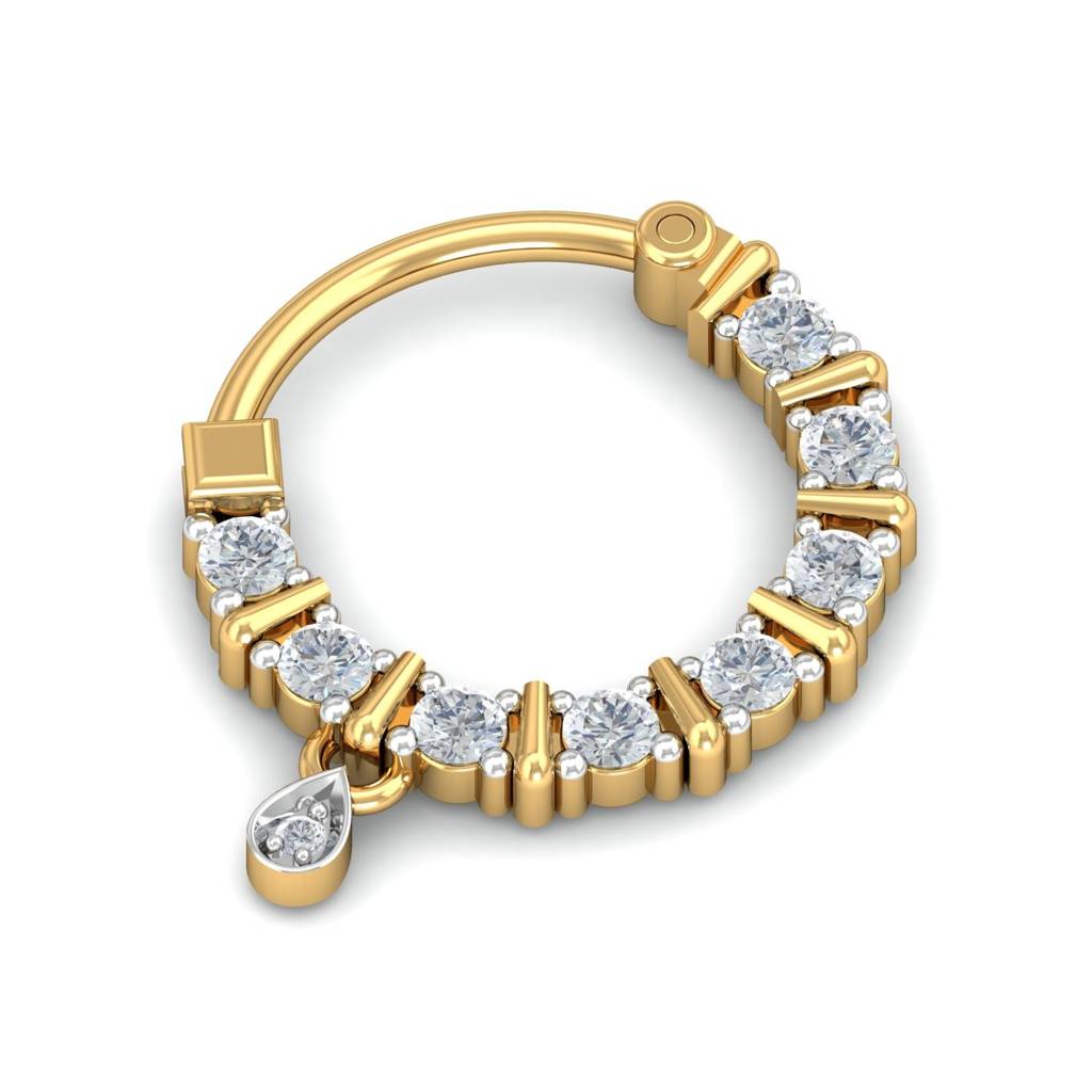 9K Yellow Gold Teesta Diamond Nath : NP12009
