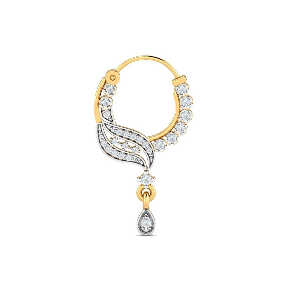 9K Yellow Gold Lubsa Traditional Diamond Nath : NP12042