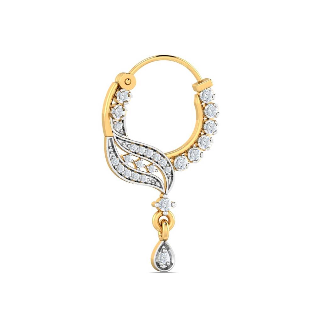 9K Yellow Gold Lubsa Traditional Diamond Nath : NP12042
