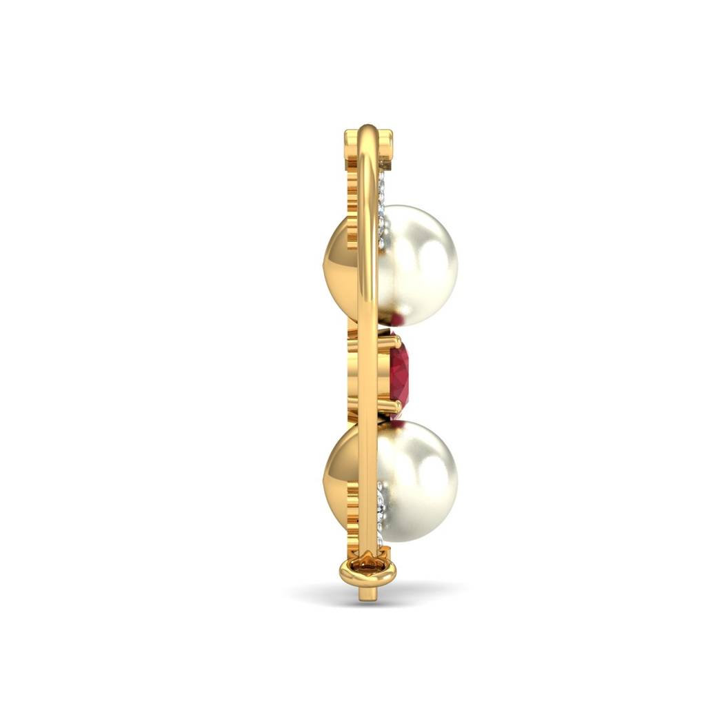 9K Yellow Gold Red Ivory Diamond Nath : NP12084