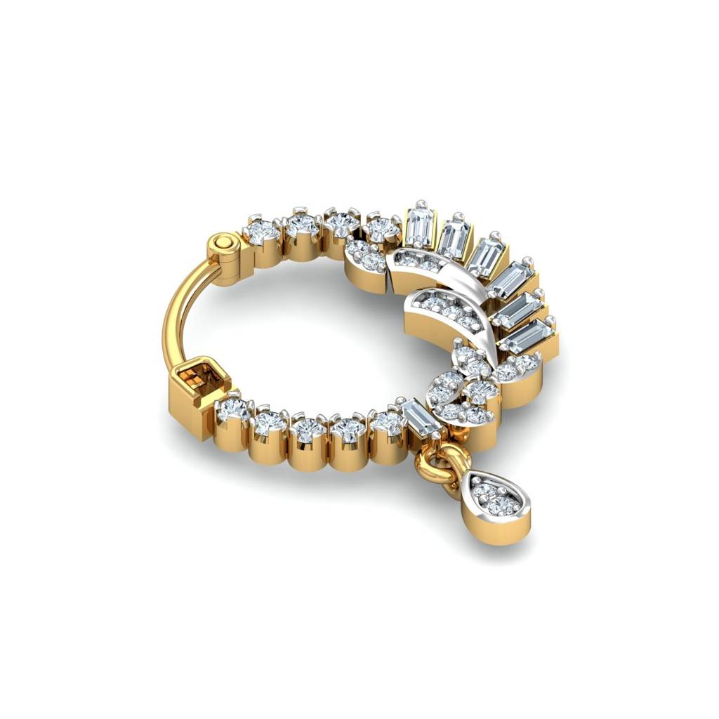 9K Yellow Gold Ritzy Diamond Nath : NP12085