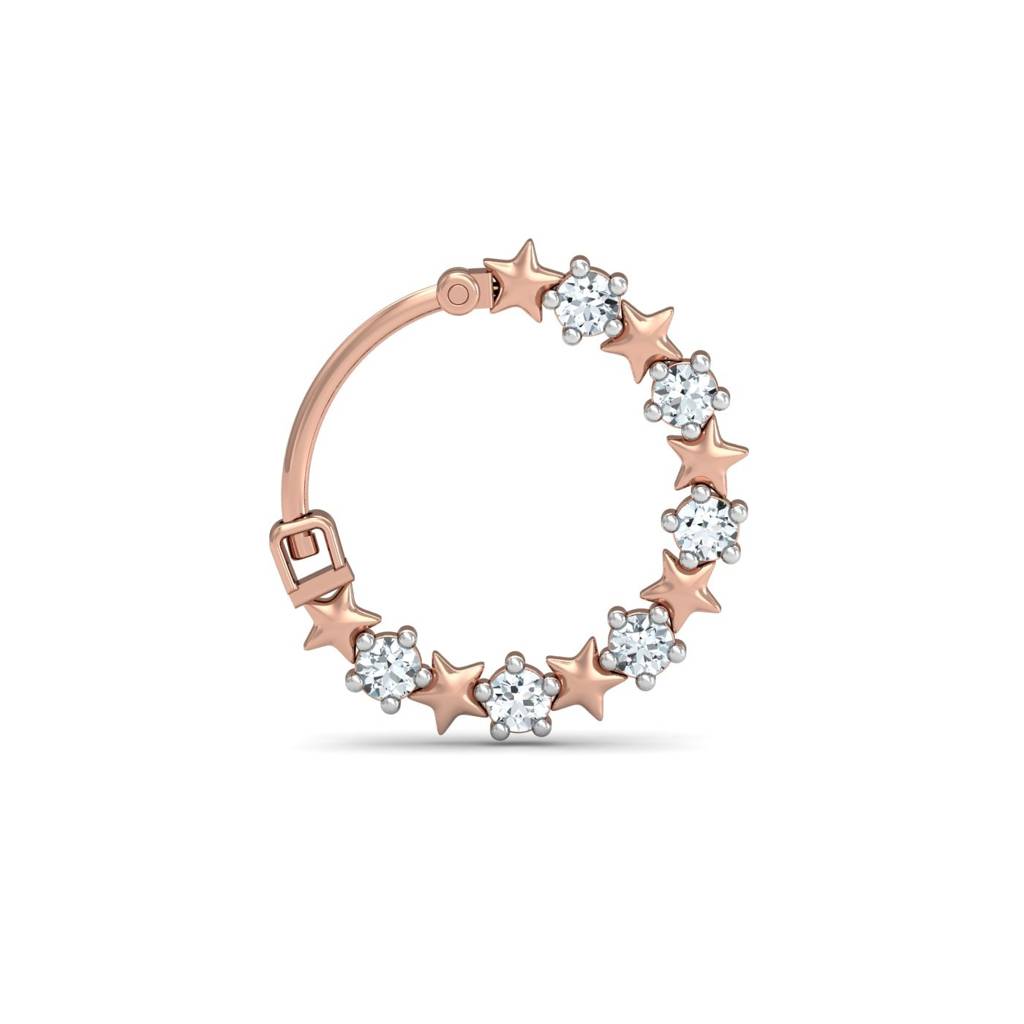 9K Rose Gold Stars-Aligned Nose Ring : NP12093