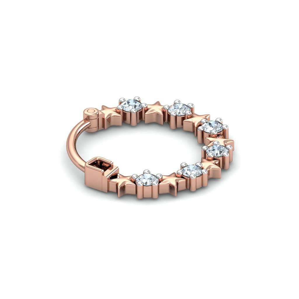 9K Rose Gold Stars-Aligned Nose Ring : NP12093