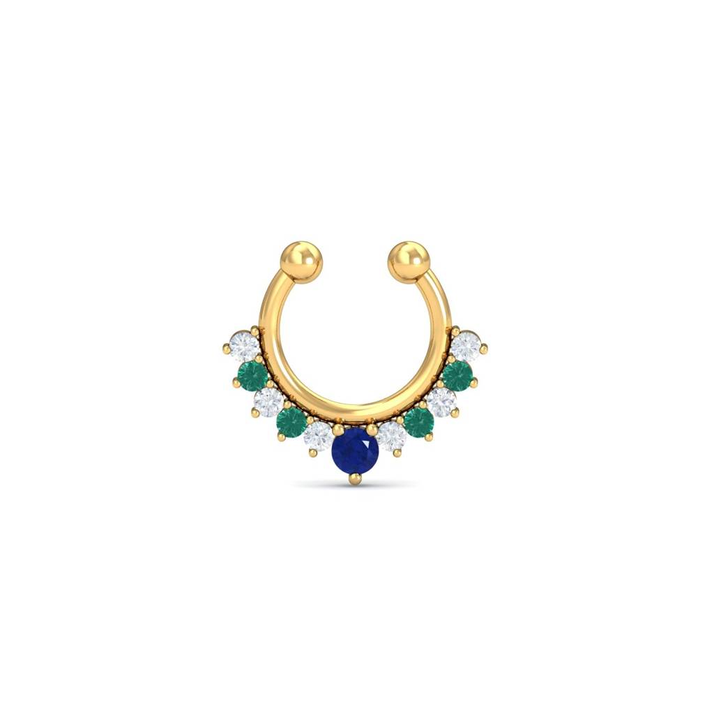 9K Yellow Gold Blue-Green Faux Septum Ring : NP23014