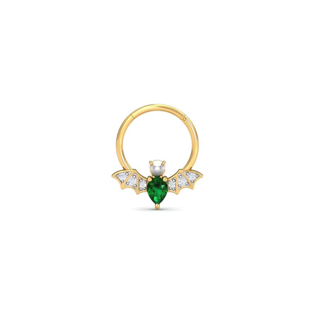 9K Yellow Gold Bat Emerald Septum Ring : NP23019