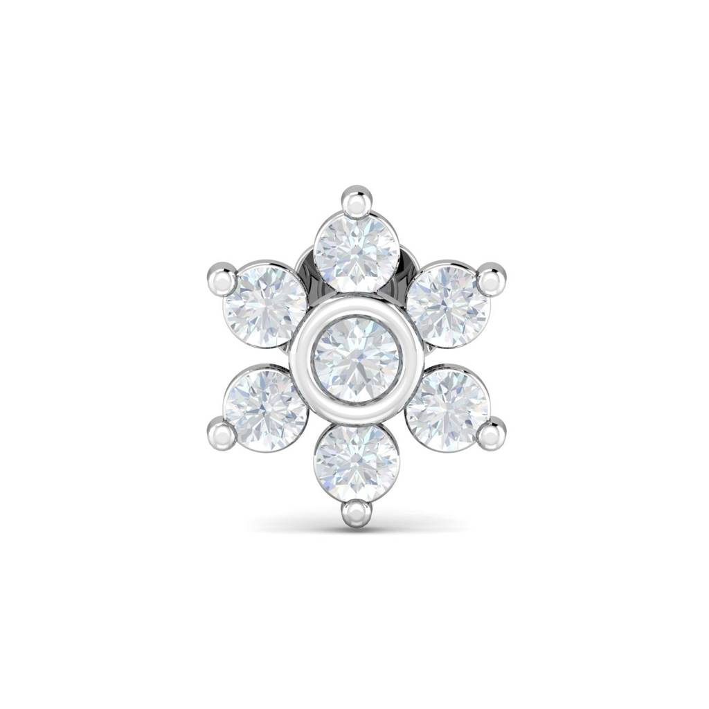 9K White Gold Bezel Love 0.11 Carat Nose Stud : NP42016