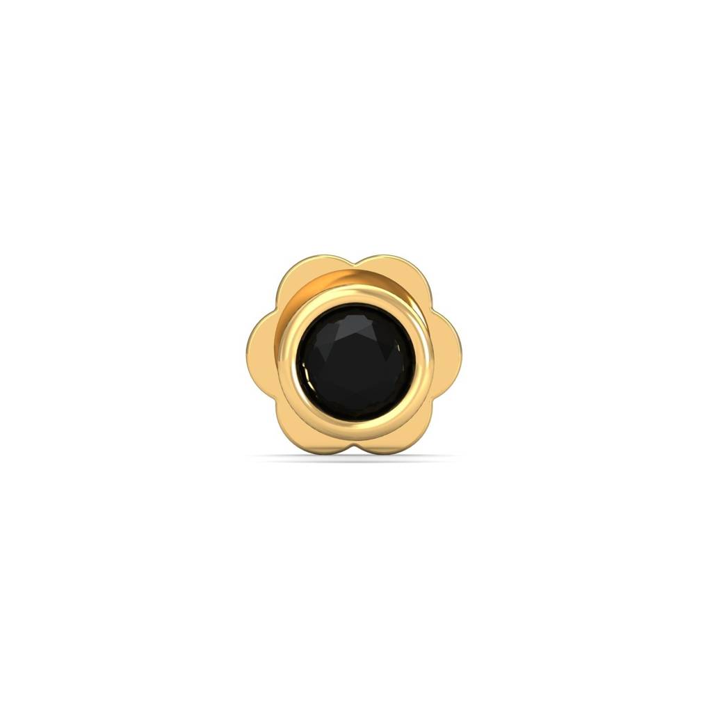 9K Yellow Gold Bezel Black Diamond Nose Stud : NP42091