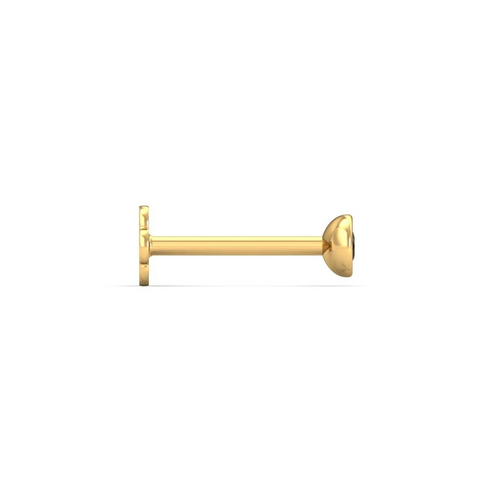 9K Yellow Gold Bezel Black Diamond Nose Stud : NP42091