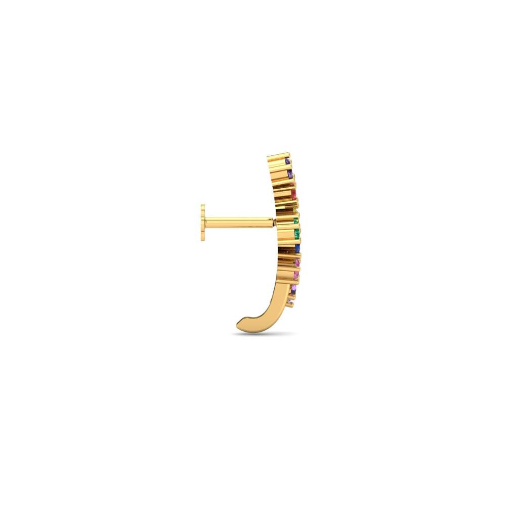9K Yellow Gold Multi Sapphire J Nose Stud : NP43151