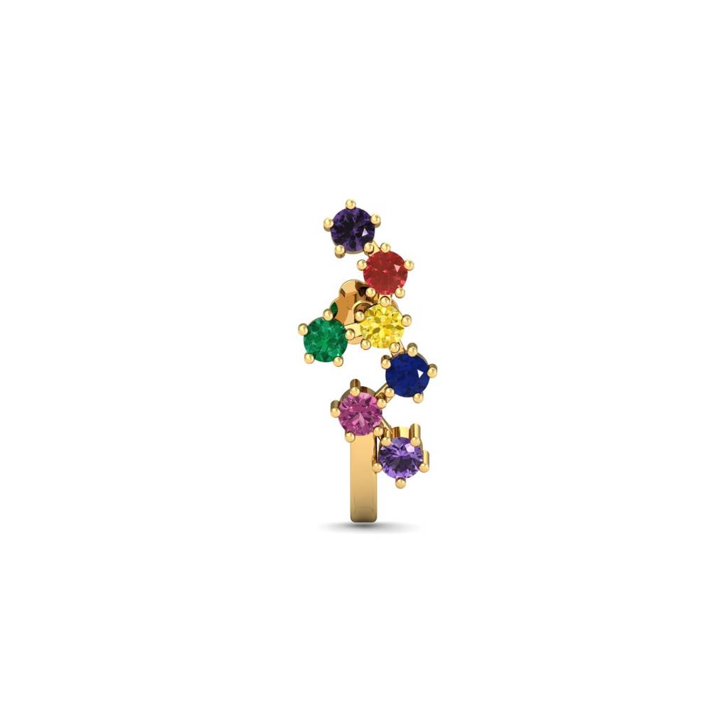 9K Yellow Gold Multi Sapphire J Nose Stud : NP43151