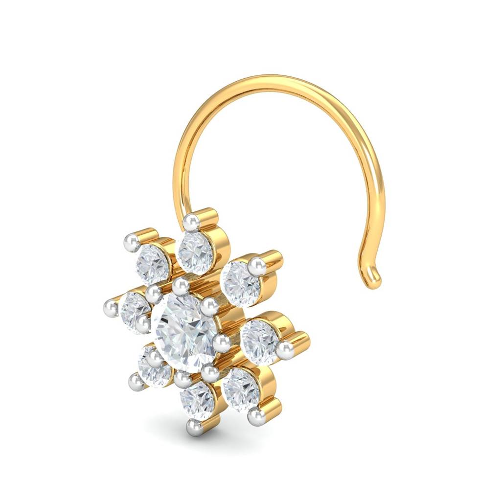 9K Yellow Gold Suru 0.26 Carats Nose Pin : NP52028