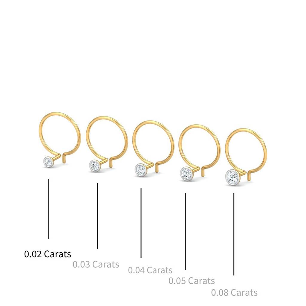 9K Yellow Gold Bezel 2 Cent Nose Pin : NP52086