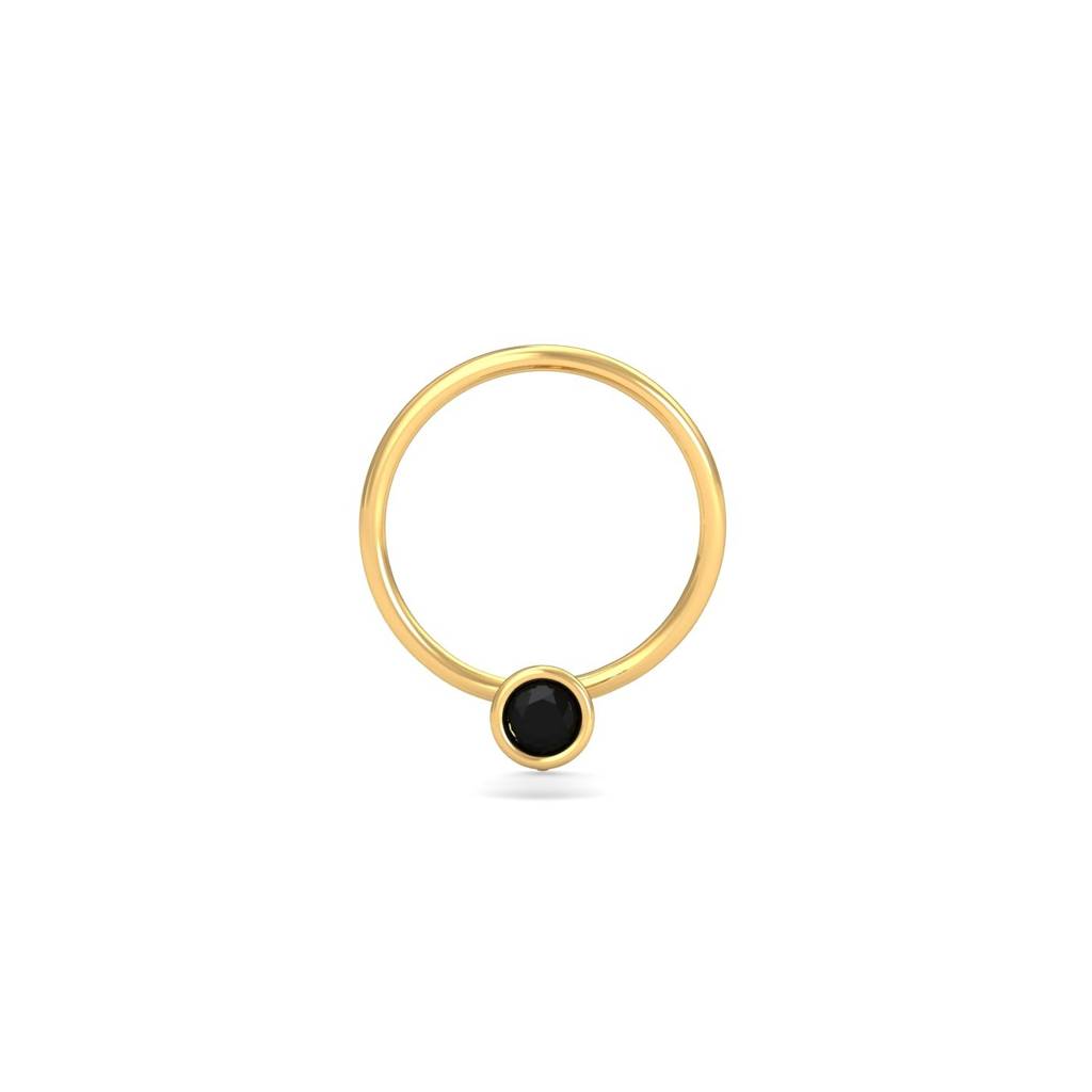 9K Yellow Gold Bezel Black Diamond Nose Pin : NP52091
