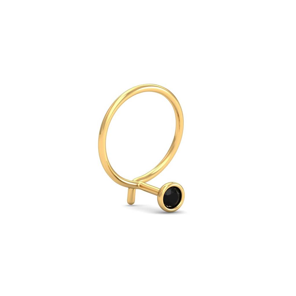 9K Yellow Gold Bezel Black Diamond Nose Pin : NP52091